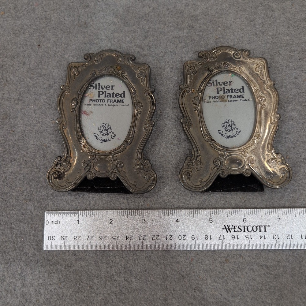 Loui Michel & Cie Silver Plated Art Nouveau Mini Photo Frames Set of 2 Floral - Picture 5 of 6